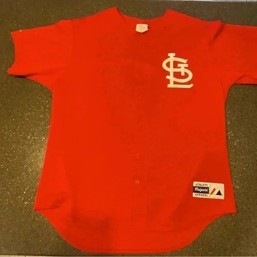 Majestic St Louis Cardinals MLB Baseball Button Up Jersey Made in USA Sz XL